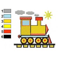 Train in Sunny Day Embroidery Design